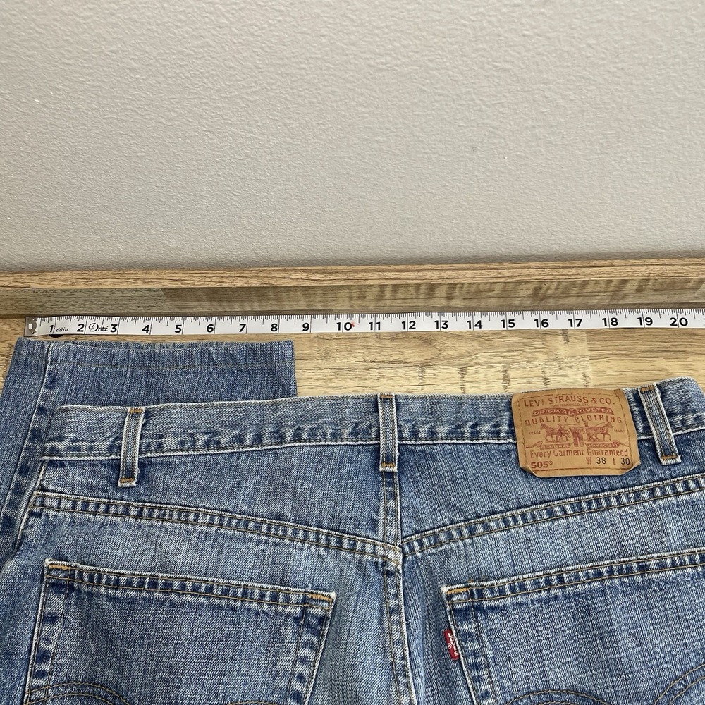 Levis 505 Straight Denim Jeans Mens Tag 38x30 - Actual 37x27 - Picture 7 of 9